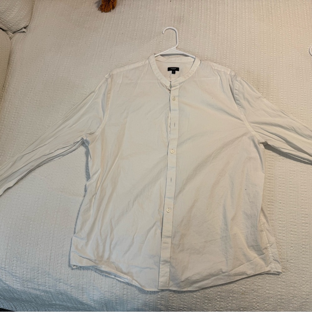Express Slim Band Collar Button Up Long Sleeve Size XL